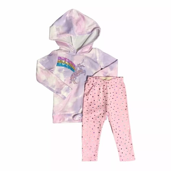 Btween Baby Girls Leggings and Fleece Hoodie Outfit 12 -24 Months Lavender Pink - Picture 3 of 9